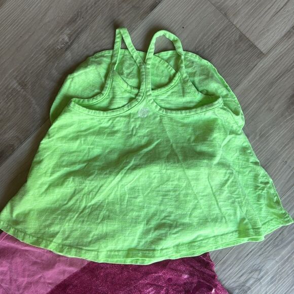 Calvin Klein Pink Two Tone Fringe Top & Neon Strappy Tank Size 5 - Picture 3 of 7